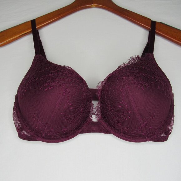 Victoria's Secret BOMBSHELL Burgundy Plunge Push Up Bra 32D - Picture 6 of 8
